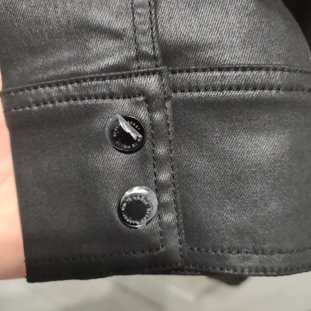 White House Black Market WHBM coated denim shirtdress NWT size 6 black - Picture 7 of 11